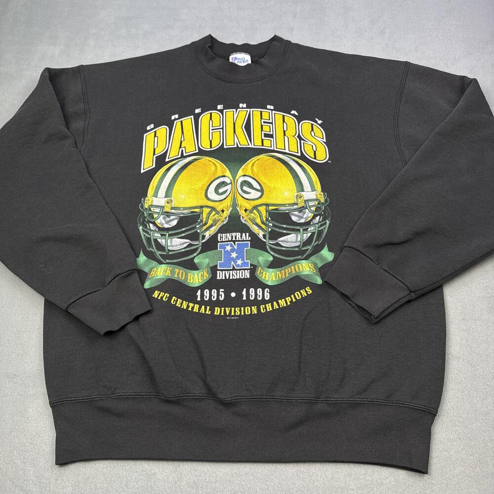 Vintage Green Bay Packers Sweatshirt Mens XL Black NFL Made USA Pro Player 90s